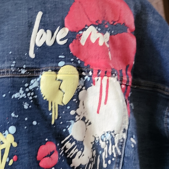 Ashley Stewart Blue Denim Grafitti Style Denim Jacket Size: 26/28 (NWT) - Picture 11 of 16